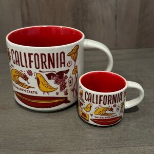 Starbucks California Red Ceramic Mug - Large and Mini Set